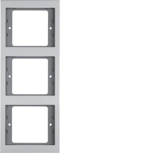 Plaque de recouvrement 3 postes pour montage vertical Berker K.5 Alu