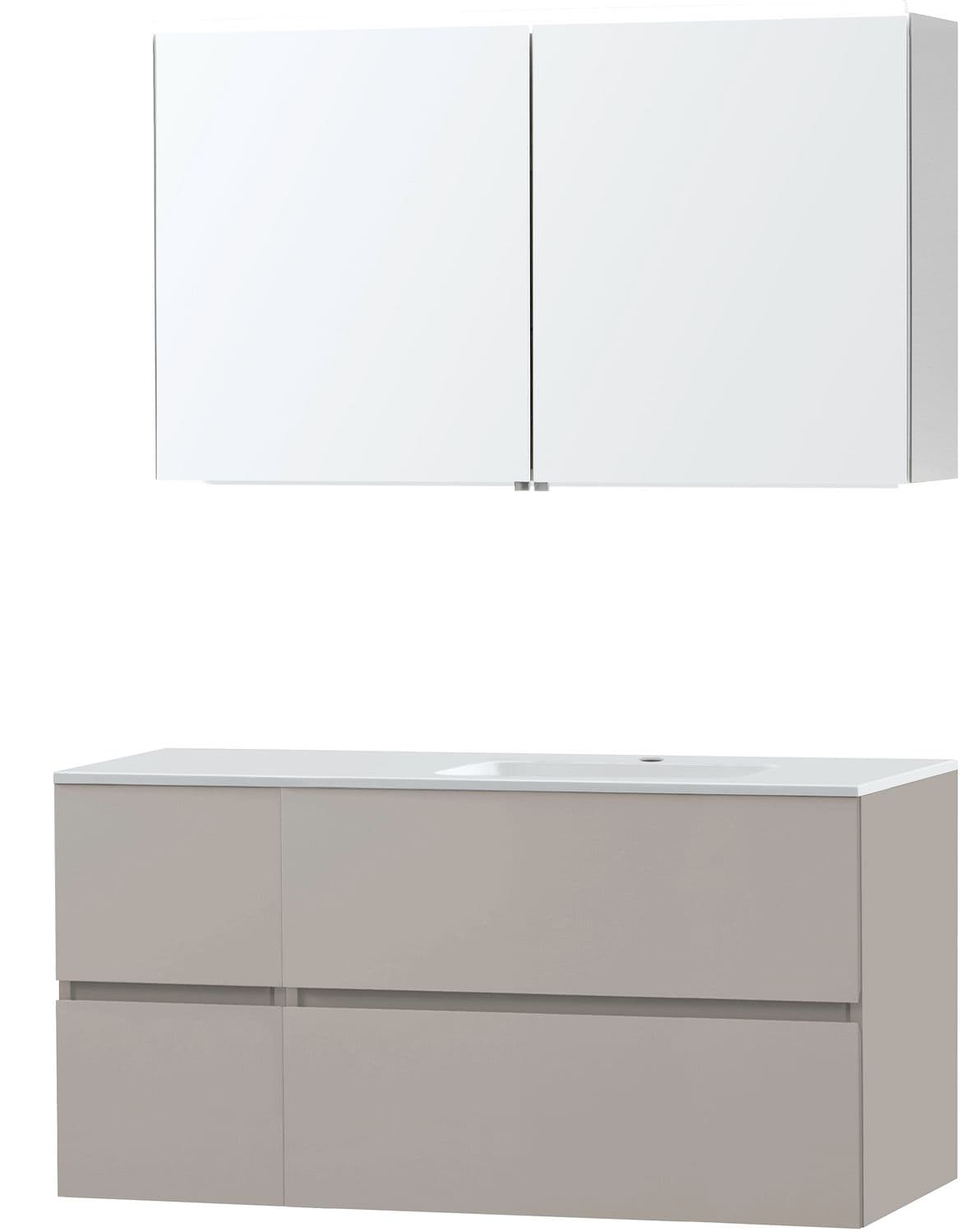 MEUBLE MOLTO POUDRE GRIS 125 DROITE MARBRE SYNTHETIQUE ARMOIRE TOILETTE