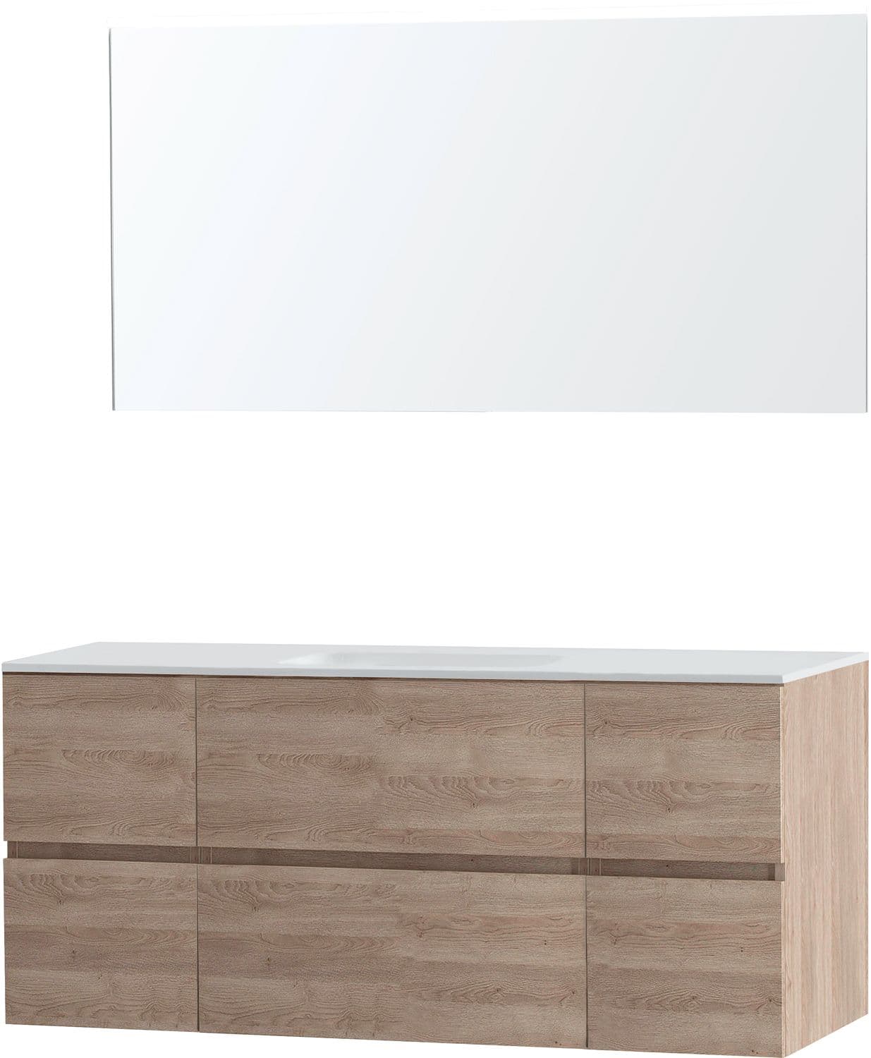 MEUBLE MOLTO CHENE NATUREL 140 1 LAVABO SOLID MIROIR