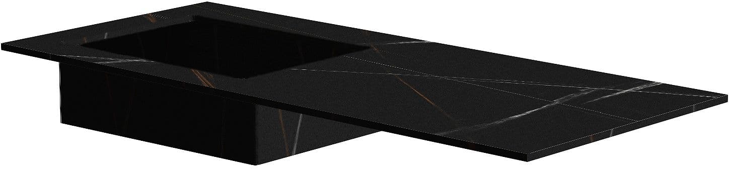 TABLET MARBRE CERAMIQUE PURO LAVABO S GAUCHE L120 H1,2 SANS TROU ROBINET BAMBOO BLACK