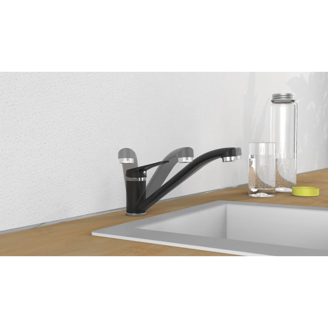 NI182SCR-B SPEED Keukenkraan, mat zwart/chroom