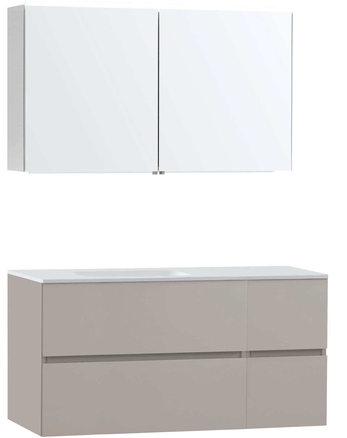 MEUBLE MOLTO POUDRE GRIS 125 GAUCHE SOLID ARMOIRE TOILETTE