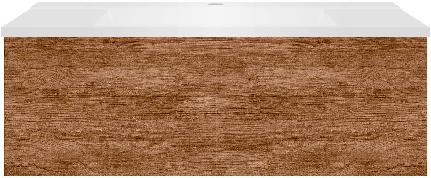 SOUS MEUBLE COFFEE 1 TIROIR 90 TECTONA DECOR CANNELLE+LAVABO BLANC MAT