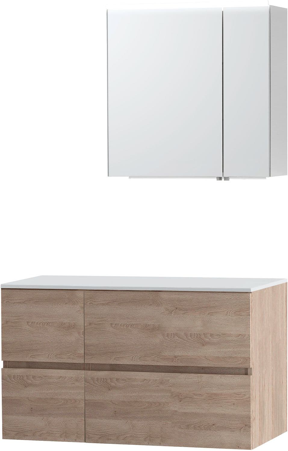 MEUBLE MOLTO CHENE NATUREL 105 POUR LAVABO A POSER SOLID ARMOIRE TOILETTE 70