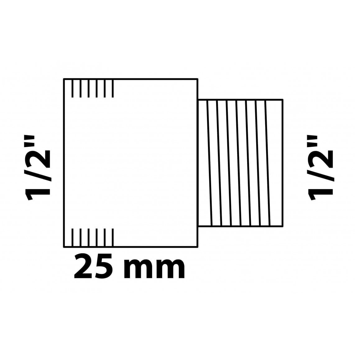 989315255 Tap extension, brass, chrome, 1/2" x 25 mm