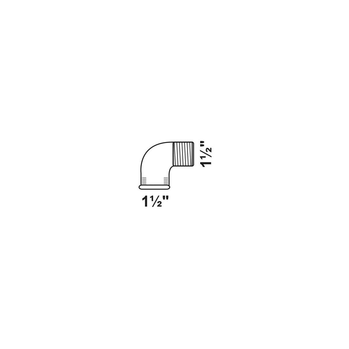 989724155 FM coude 90°, galvanisé, 1 1/2" F x 1 1/2" M, (92)