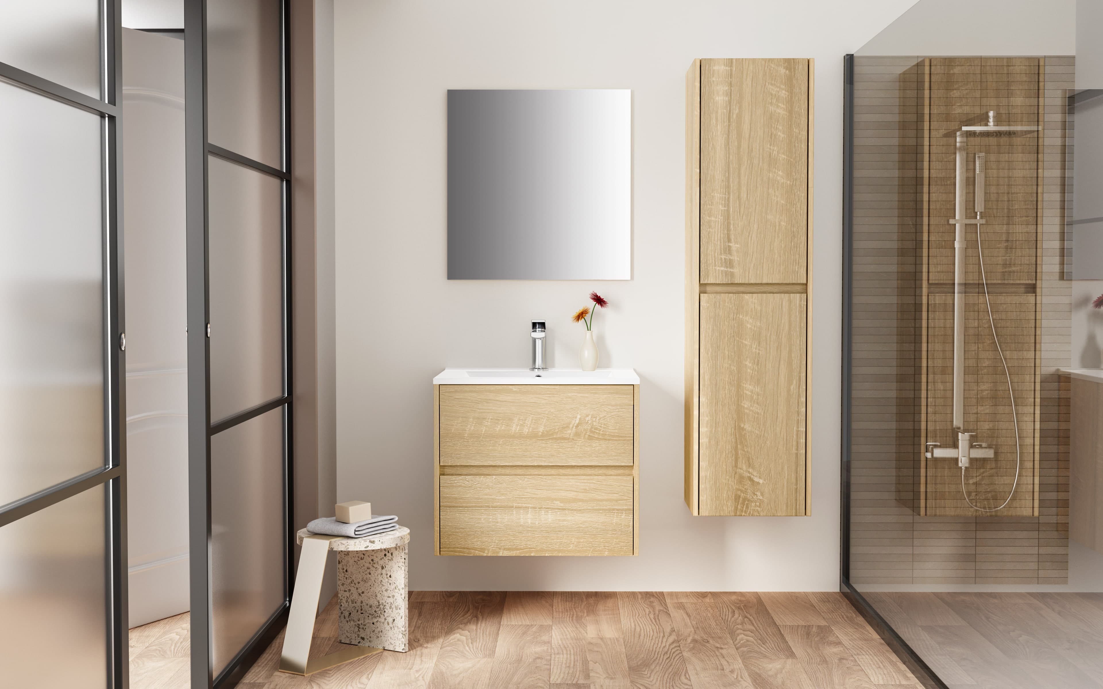 ALONI hayat miroir - 57X60X2 cm - chêne
