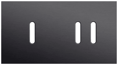 Plaque de recouvrement double, horizontale 71 mm d'entraxe, pour une fonction de commutation simple et une fonction de commutation double, Niko Rocker alu black brushed