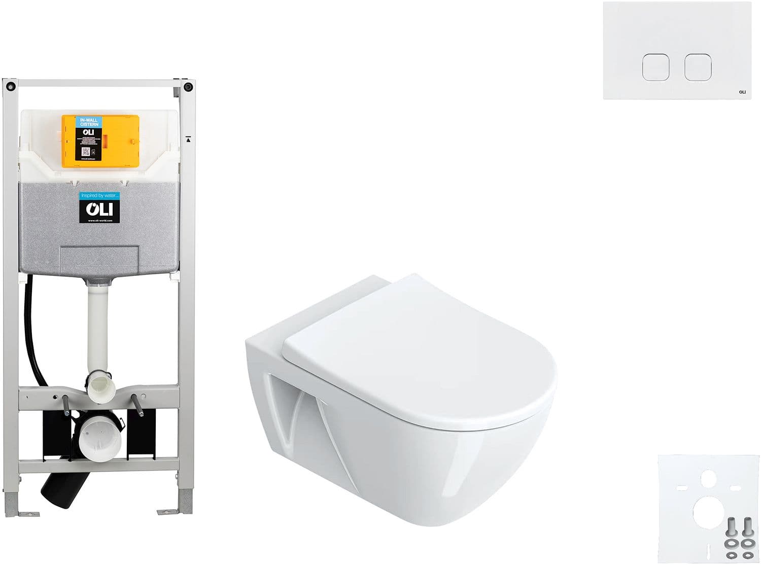 WALLFIX OLI WC SUSPENDU SFERA ECO CATALANO SOFT-CLOSE + LIFT-OFF + RIMLESS + SILENTECH + CATAGLAZE+ PLAIN BLANC