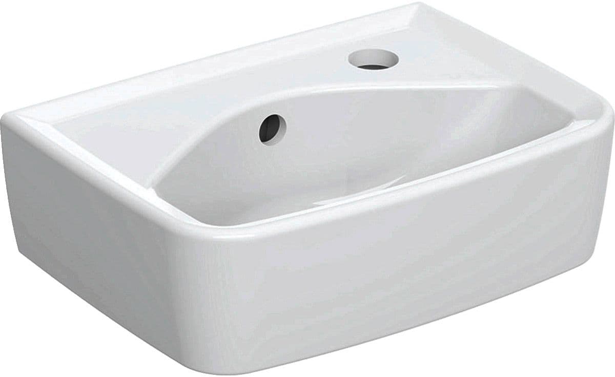 LAVE-MAINS BASTIA GEBERIT SQUARE 35X25CM +TROU ROBINET DROITE/TROP-PLEIN BLANC