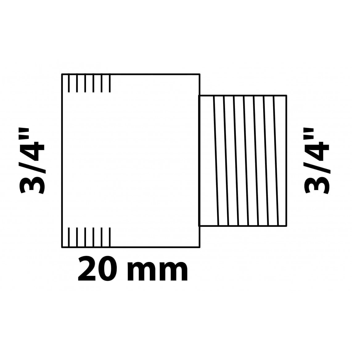 989318155 Tap extension, brass, chrome, 3/4" x 20 mm