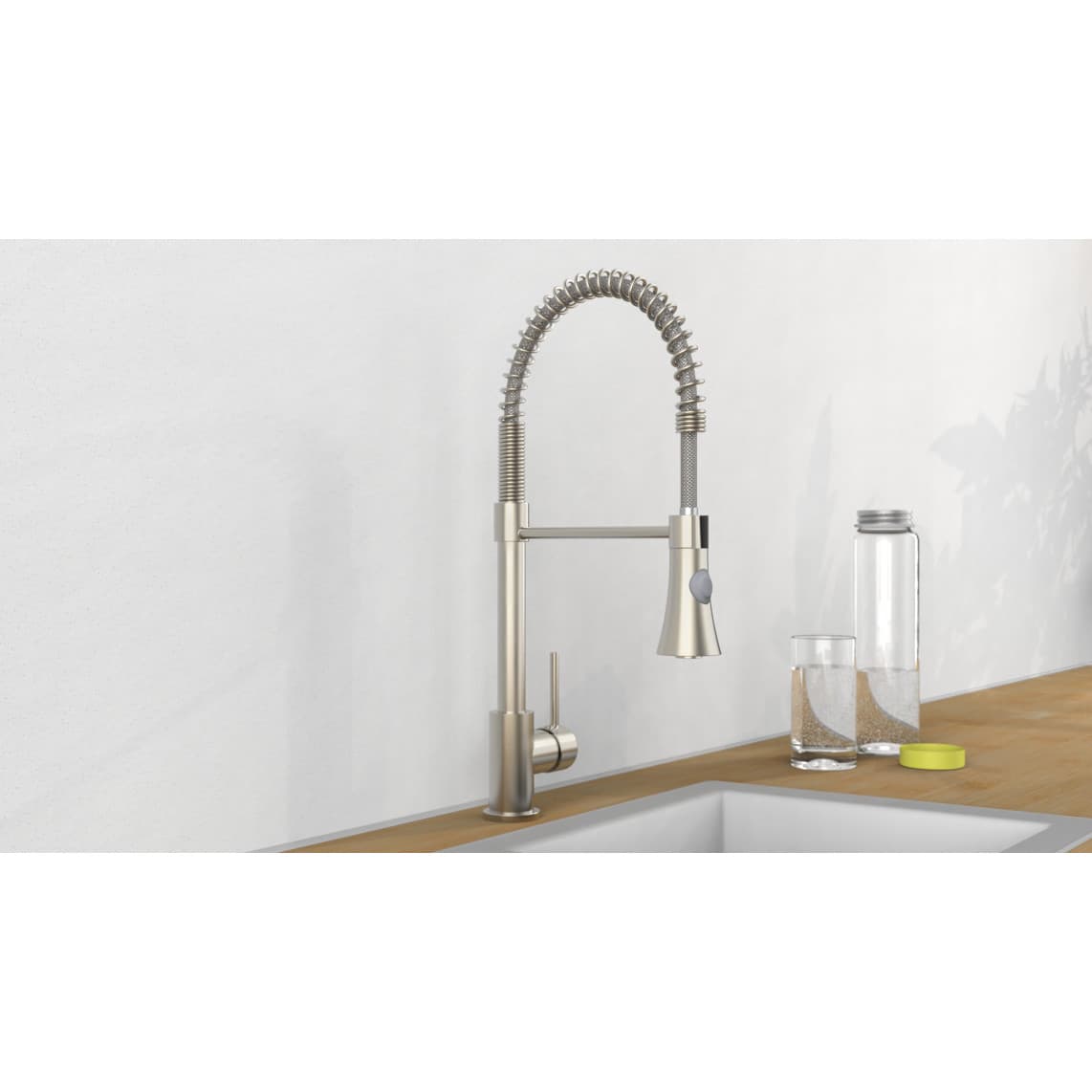 NI183ESCRNI-PR LEON Sink mixer, stainless steel look, with pull-out sprayer