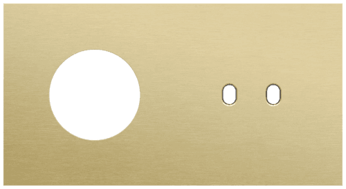 Plaque de recouvrement double, horizontale 71 mm d'entraxe, pour une fonction de prise de courant et une fonction de commutation double, Niko Toggle alu gold brushed