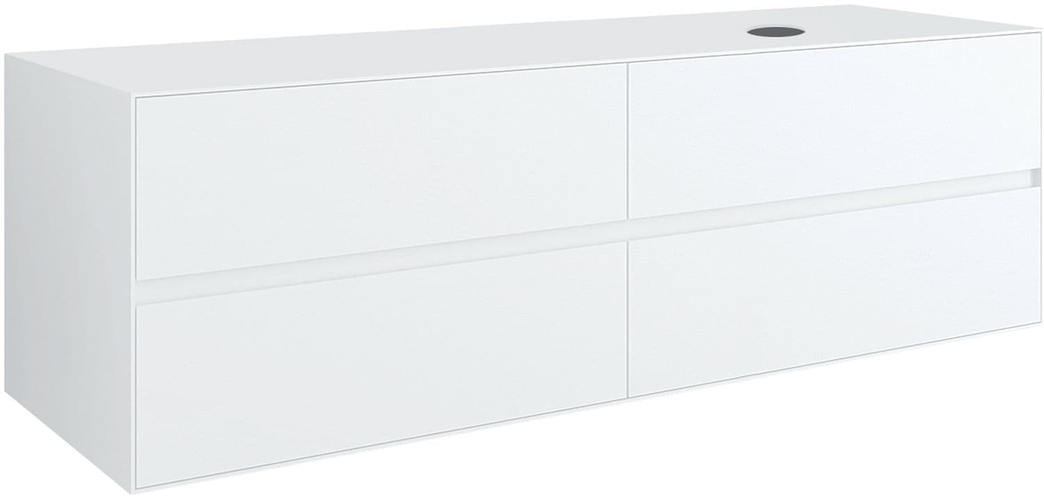 SOUS MEUBLE 4 TIROIRS+ TABLET POUR LAVABO A POSER DROITE TENSO 160CM SANS TROU ROBINET BLANC