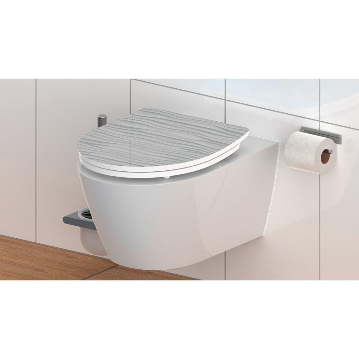 82584 abattant WC en Duroplast HG WHITE WAVE, avec frein de chute et déclipsable