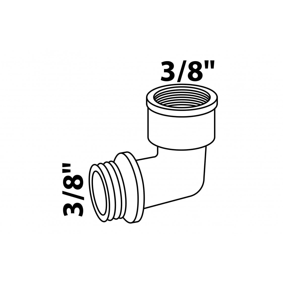 989391155 LT coude 90°, chromé, 3/8" F x 3/8" M,