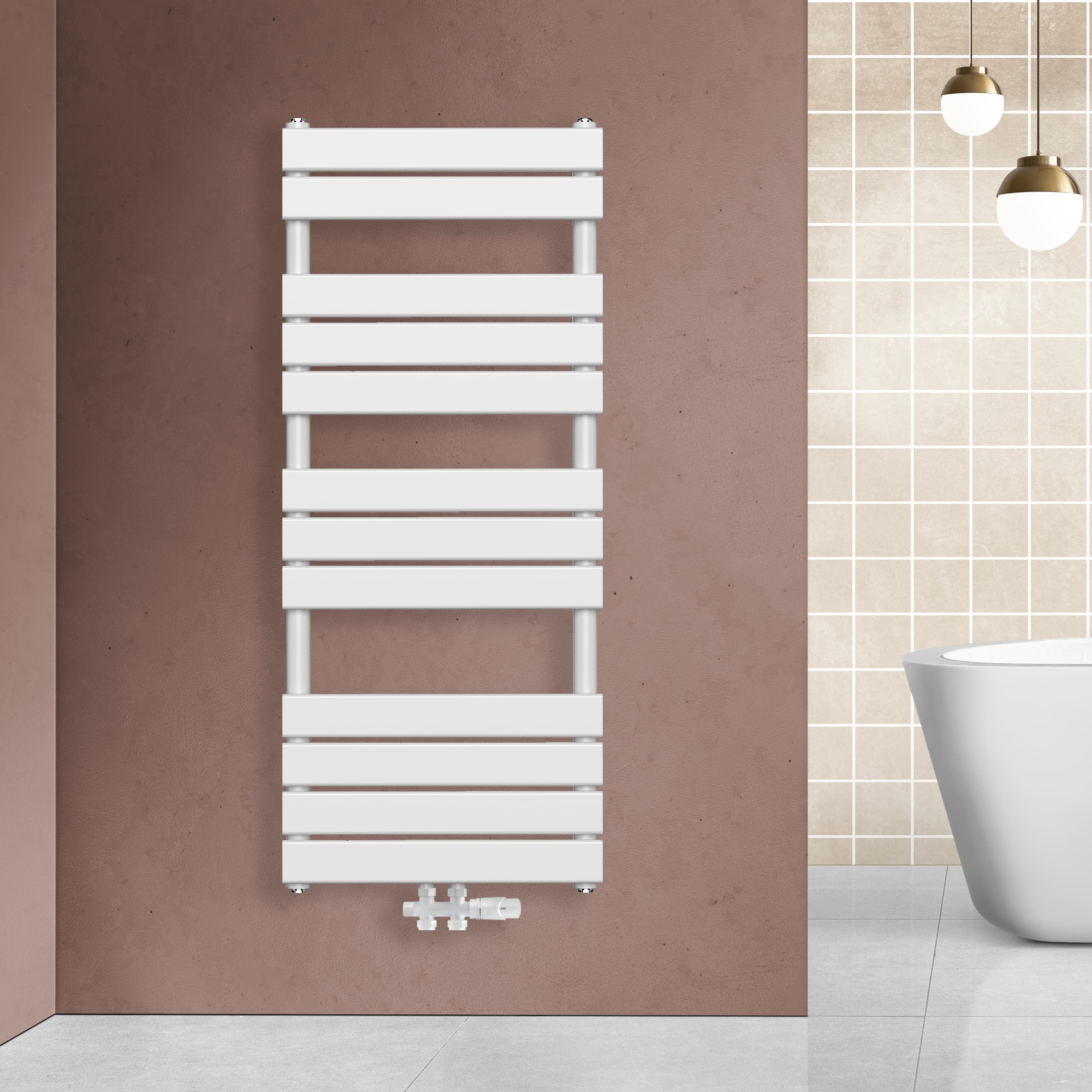 RADIATEUR SÈCHE-SERVIETTES RACCORDEMENT CENTRAL BLANC 1200X500-593W