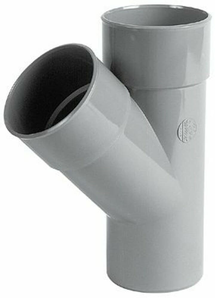 Nicoll raccord à coller PVC embranchement simple Té 45° MF 75 x 50 mm gris