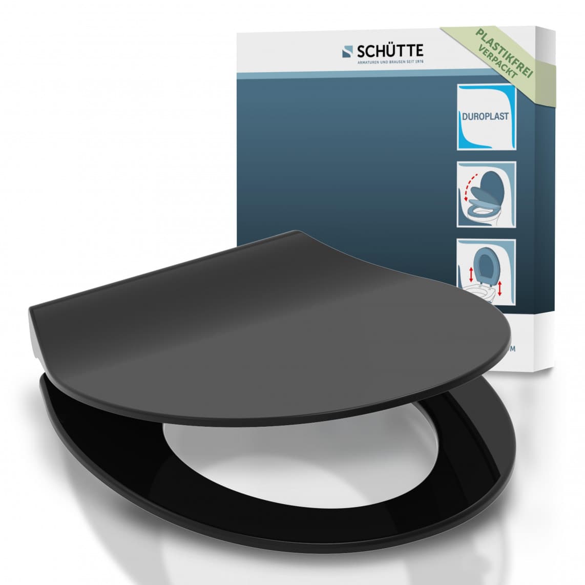 82710 abattant WC en Duroplast SLIM BLACK, avec frein de chute et déclipsable