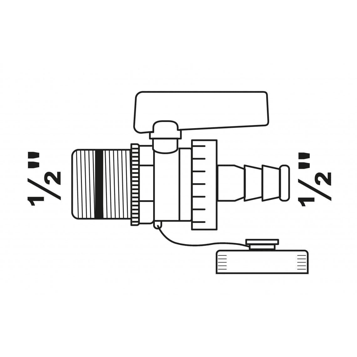 98854219 messing kogelkraan, blanco, 1/2"BU x 1/2"T, met knevel