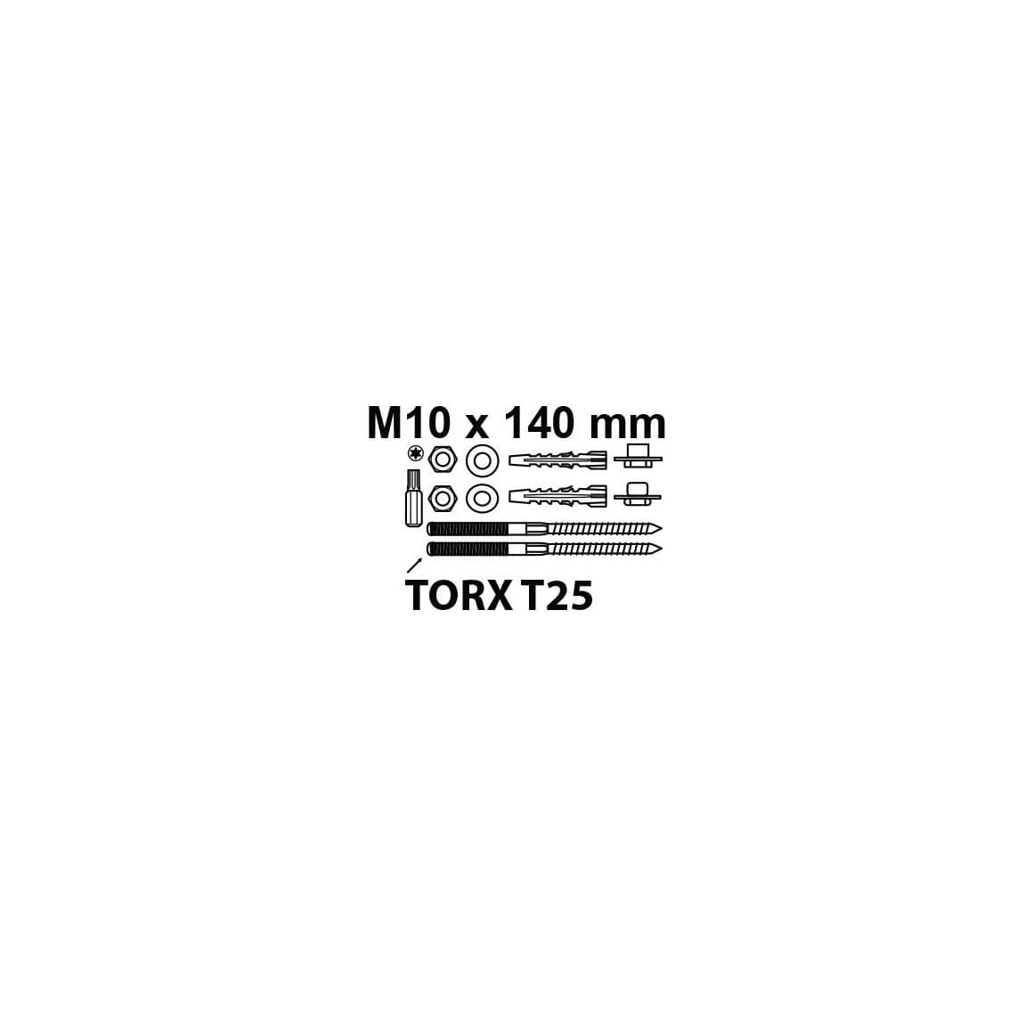 98847020 wastafelbevestiging, M10 x 140 mm, met Torx