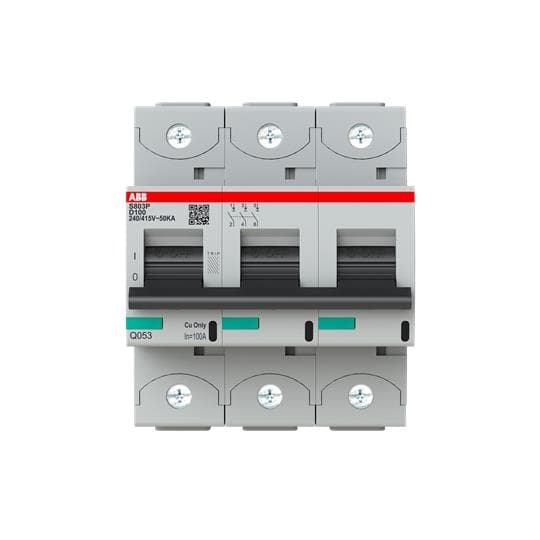 Disjoncteur modulaire 50kA S80 3 pôles 5 modules courbe D courant nominal 100A