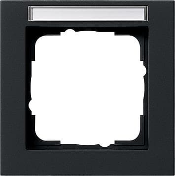 Cadre de finition Gira E2 avec zone d'inscription Noir mat (laqué)
