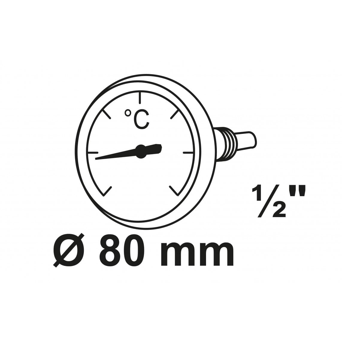 984533164 Clock-hand thermometer, 80 mm, 1/2" male, connection back