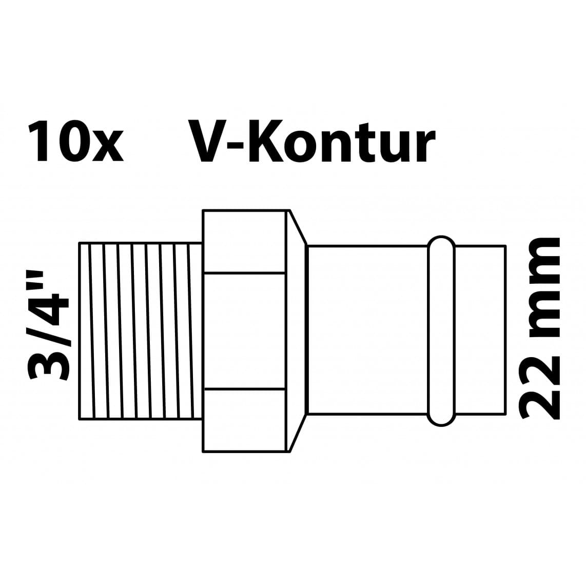 988623554 BR Mamelon de transition, vierge, 22 mm x 3/4" M, 1 manchon, (P4243g)