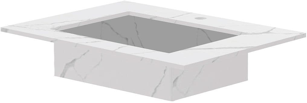 TABLET MARBRE CERAMIQUE PURO LAVABO S L70 H1,2 +TROU ROBINET WHITE CALACATTA