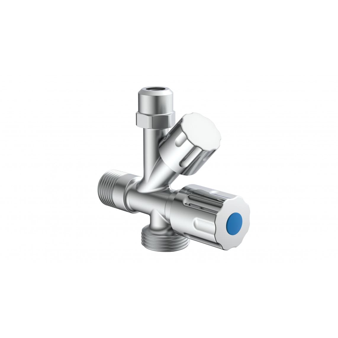 98480090 Vanne d'angle pour appareil, 1/2" M x 3/4" M x 3/8" M x 10 mmQ