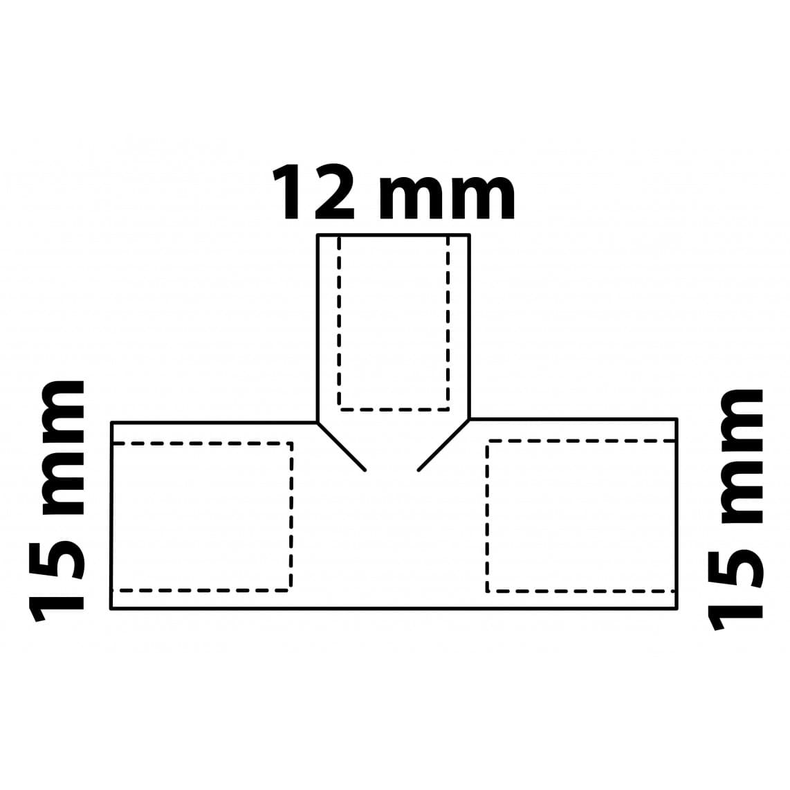 989271055 CU Té de réduction, vierge, 15 mm x 12 mm x 15 mm, 3 manchons (5130)