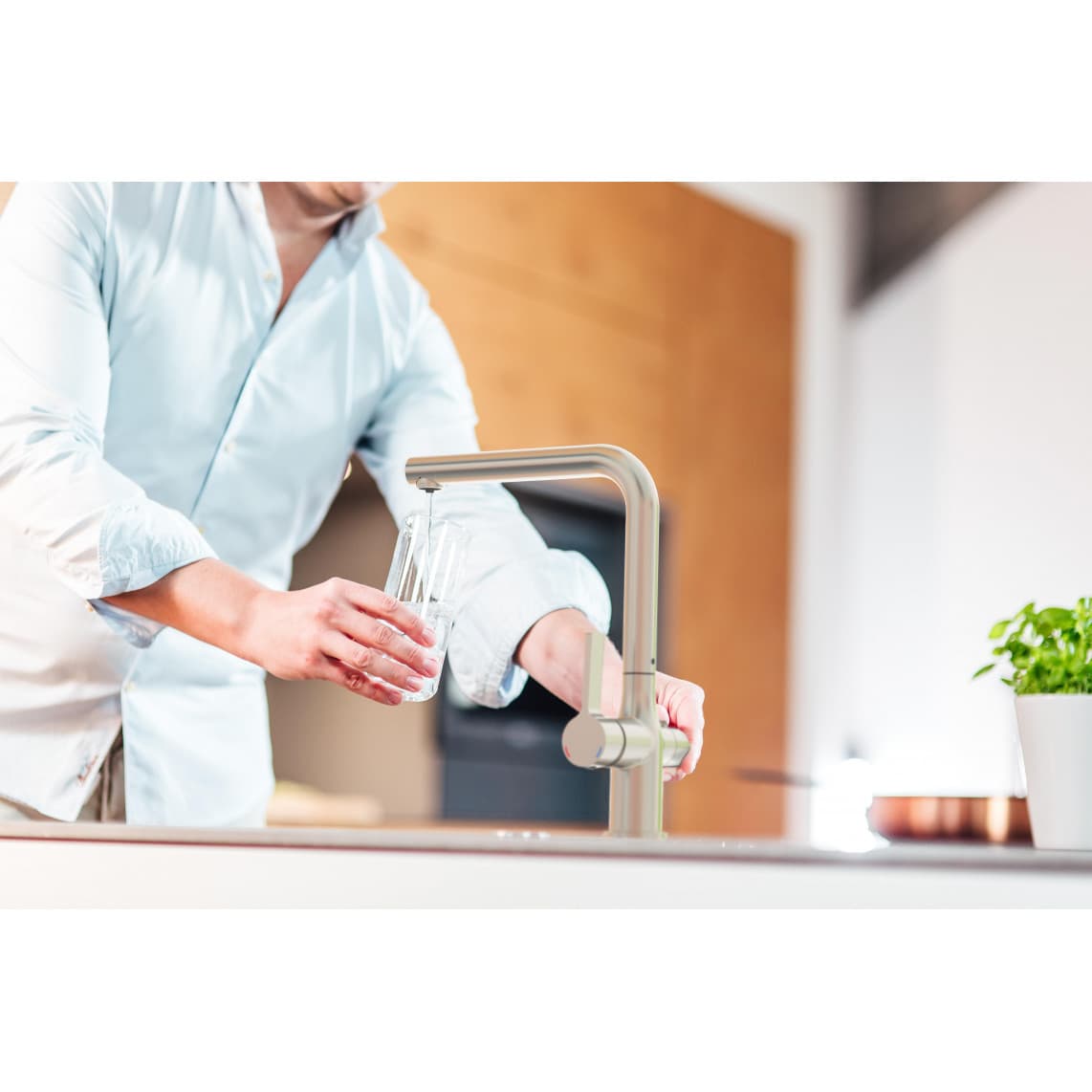 99805 AQUASTAR PRO Drinking water sink mixer, stainless steel look, with filter system