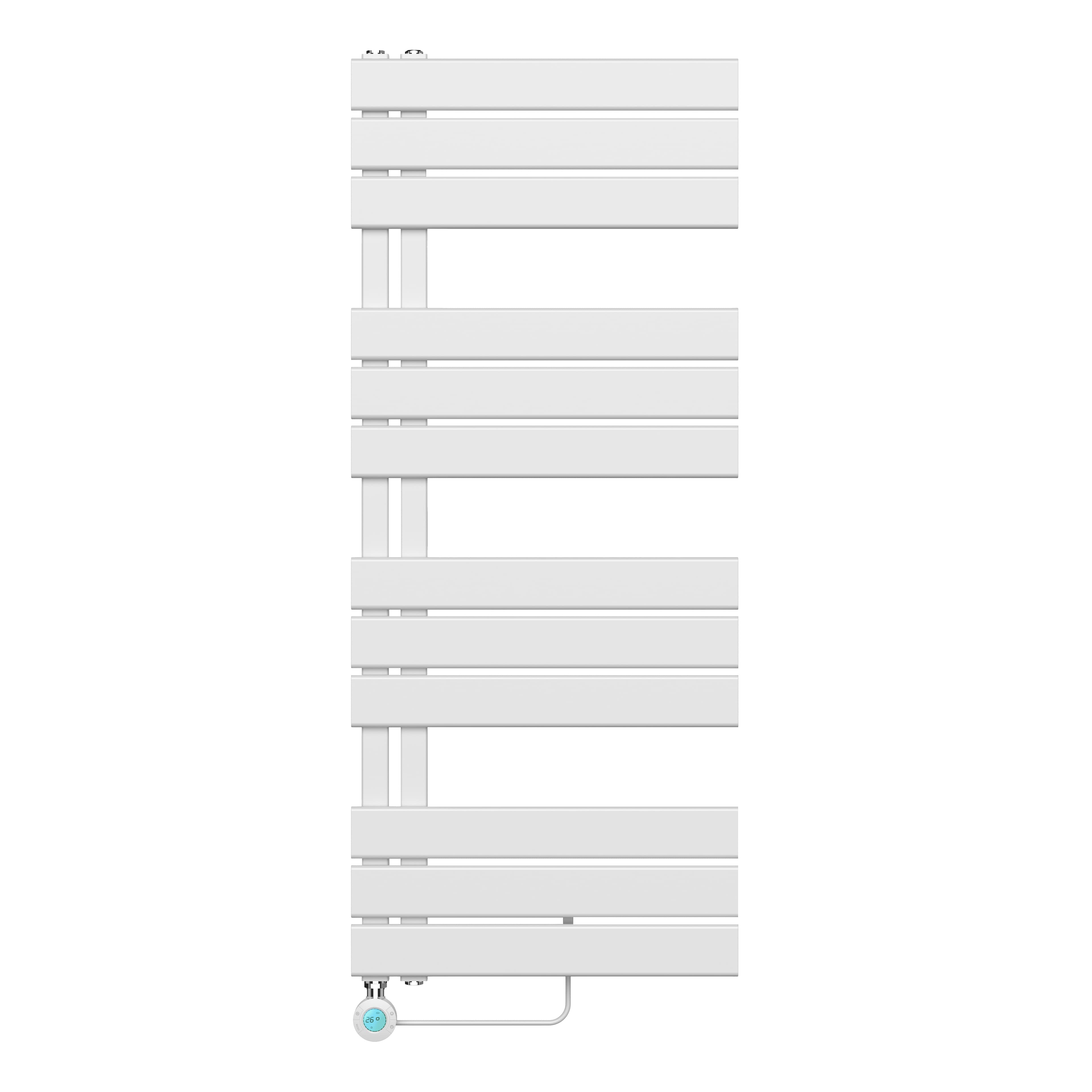 BELRAD SÈCHE-SERVIETTES ÉLECTRIQUE – AVEC THERMOSTAT NUMÉRIQUE PROGRAMMABLE – RACCORD À GAUCHE – 593W – 1200X500 MM – BLANC