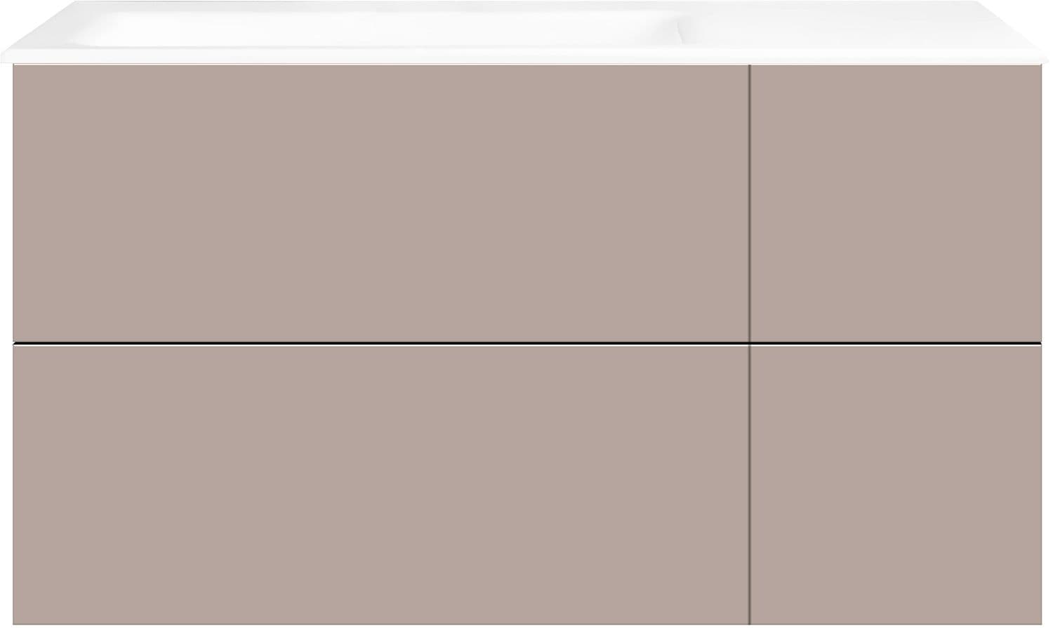 SOUS MEUBLE COFFEE 4 TIROIRS 110 GRIS BASALTE MAT +LAVABO GAUCHE PORCELAINE SANS TROU ROBINET BLANC