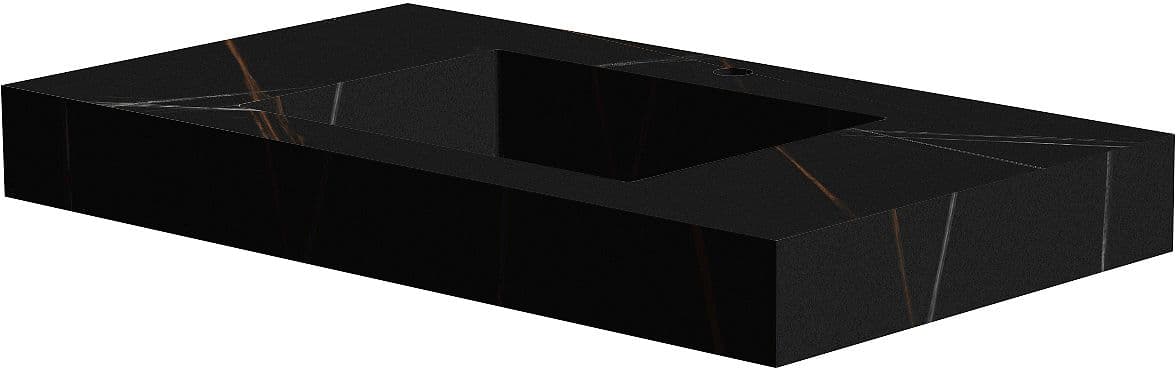 TABLET MARBRE CERAMIQUE PURO LAVABO S L90 H10 1TROU ROBINET BAMBOO BLACK