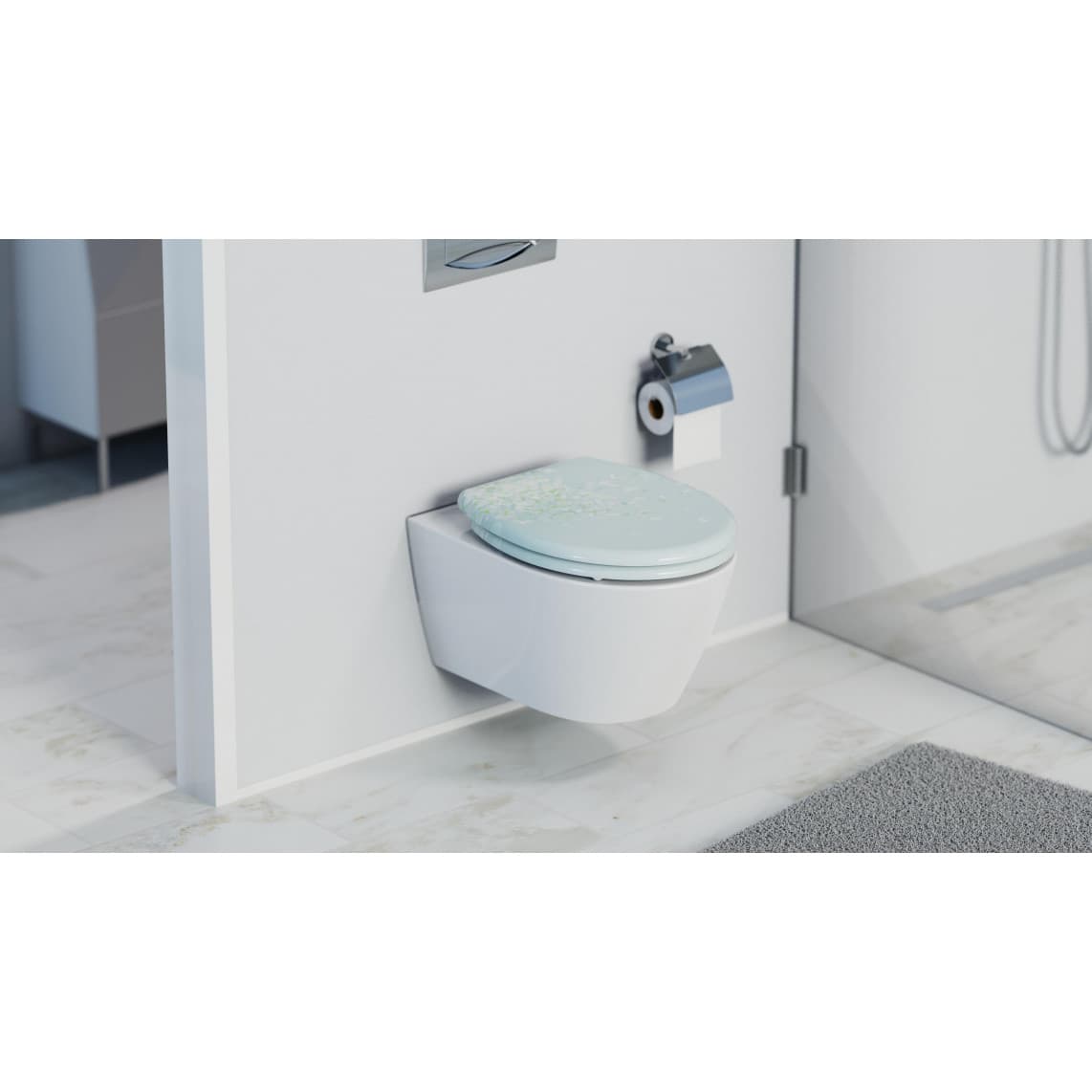 82381 Duroplast Toilet seat FLOWER IN THE WIND, with soft close and quick release