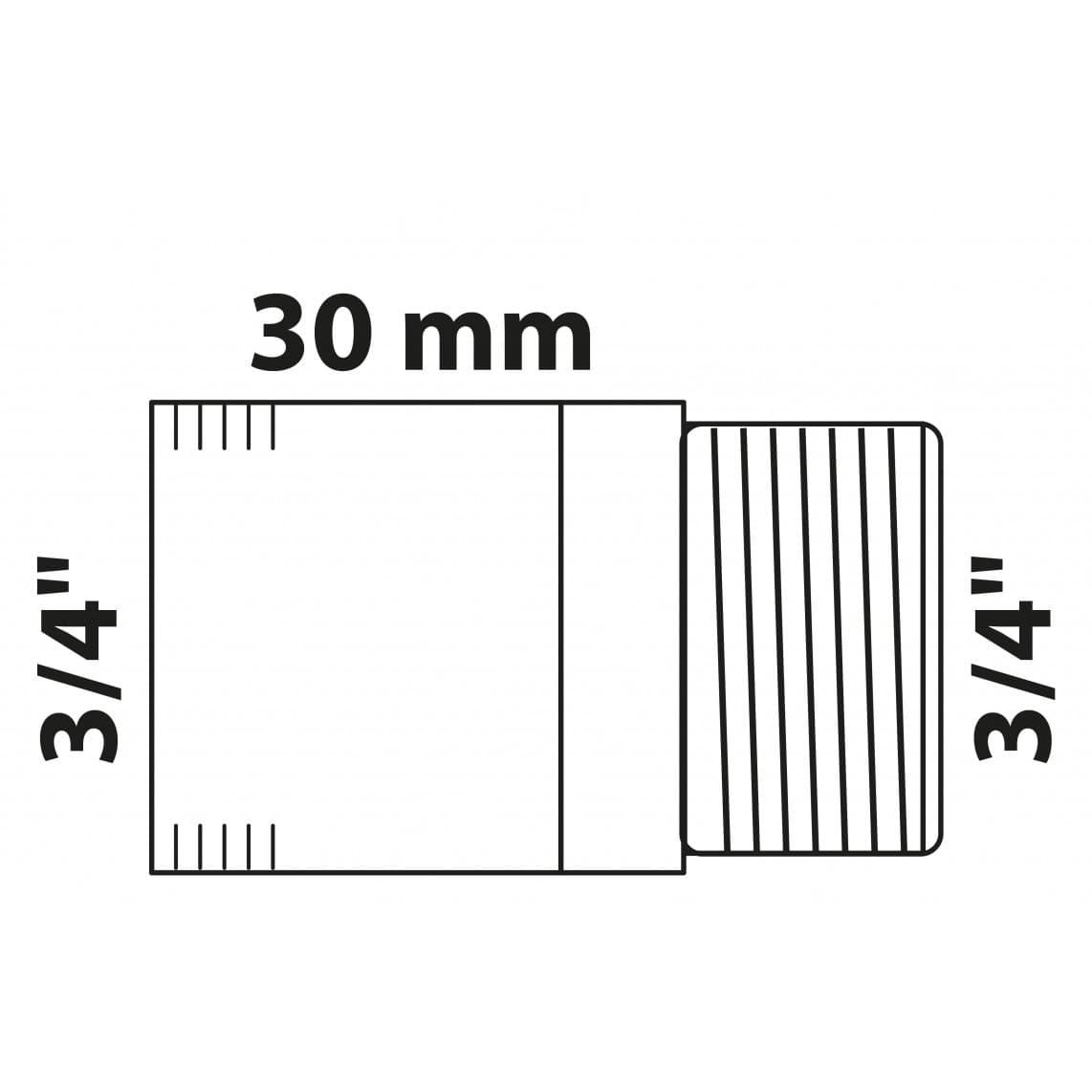 988943613 Tap extension, red brass, 3/4" x 30 mm