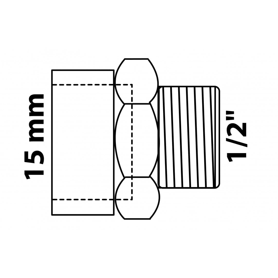 989082055 BR Mamelon de transition, vierge, 15 mm x 1/2" M, 1 manchon (4243g)