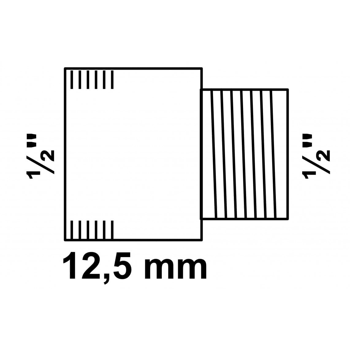 989313455 Tap extension, brass, 1/2" male x 12,5 mm