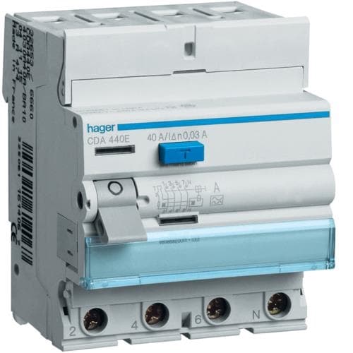 Interrupteur différentiel 4 pôles 40A 30mA type A 4 modules