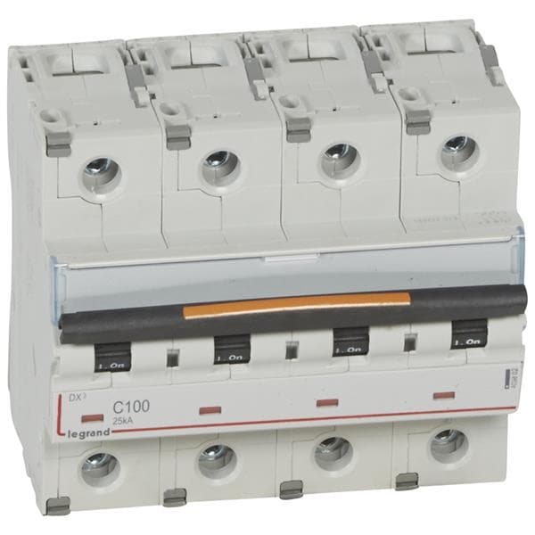 Disjoncteur DX³ 4 pôles courbe C 100A 400V - 25kA - 6 modules