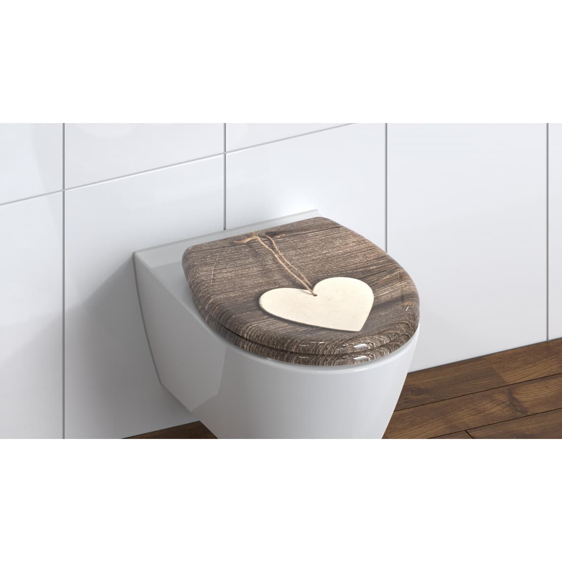 82377 Duroplast Toilet seat WOOD HEART, with soft close and quick release