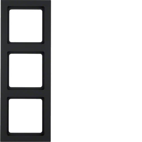 Plaque de recouvrement 3 postes Berker Q.3 Anthracite, Velours