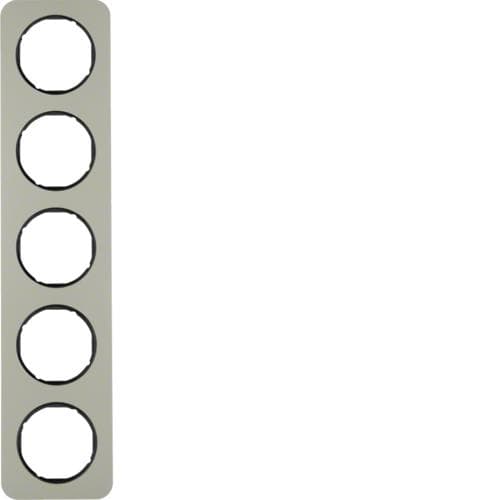 Plaque de recouvrement 5 postes Berker R.1 Inox / Noir