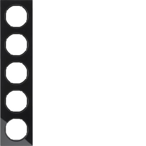 Plaque de recouvrement 5 postes Berker R.3 Verre, Noir