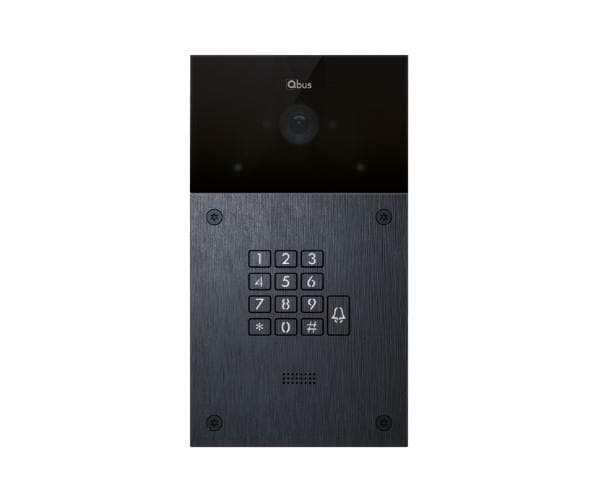 Poste extérieur Qbus SIP Alu Noir brossé, 1 bouton + clavier, IP65 (encastré / en saillie)