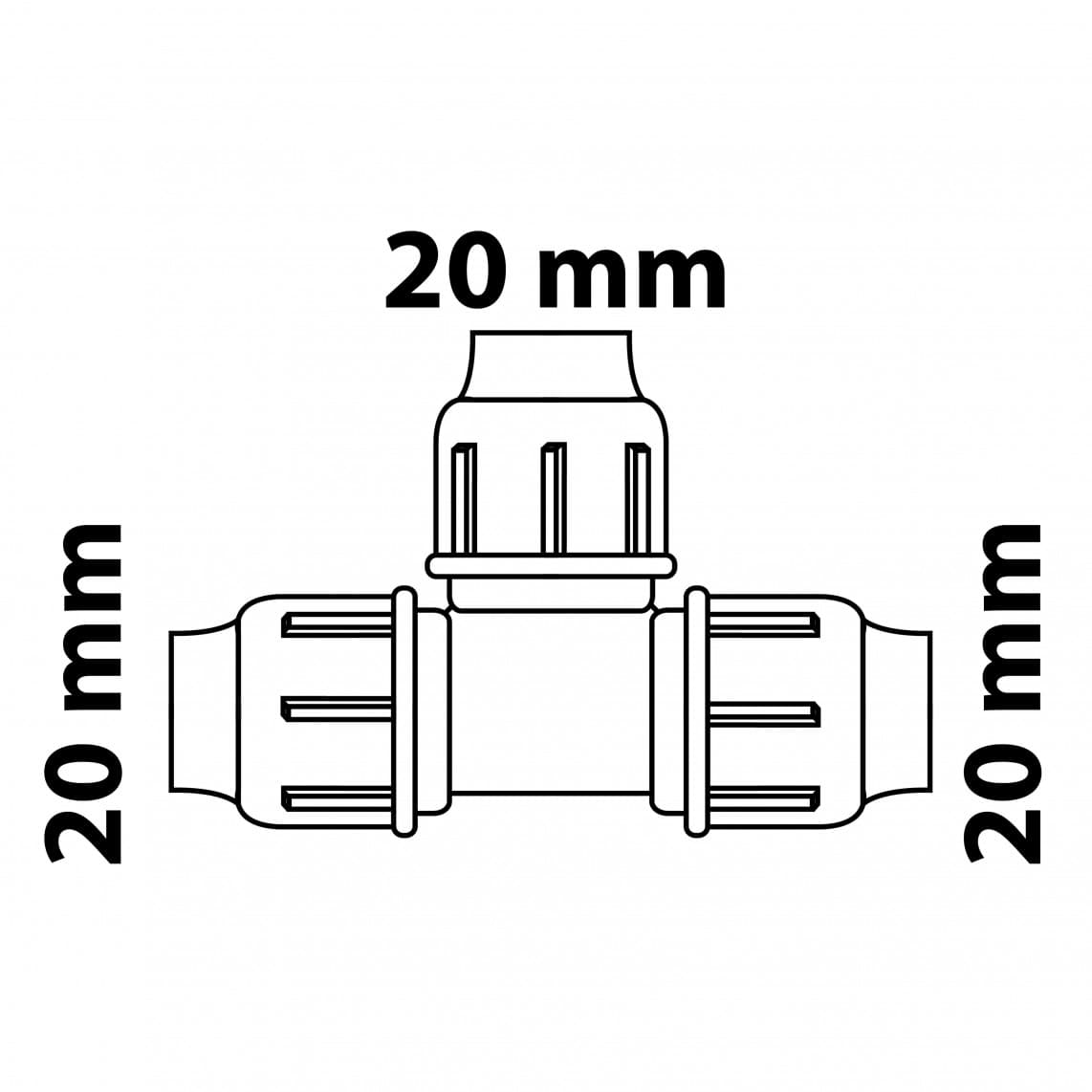 984844117 PP pièce en T, 20 mm, raccord à serrer pour PEHD/socarex