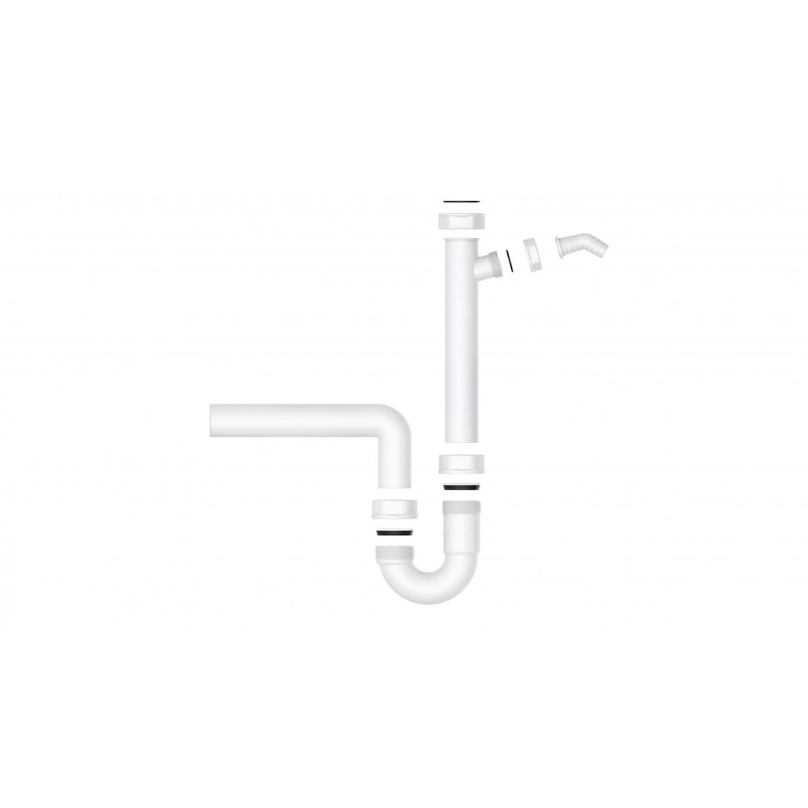 98831348 KS évier-siphon tubulaire, blanc, 1 1/2" F x 40 mm, avec 3/4" Raccordement de l'appareil