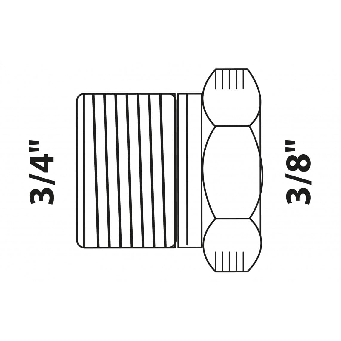 988950155 BR Réducteur, vierge, 3/4" M x 3/8" F, (3241)